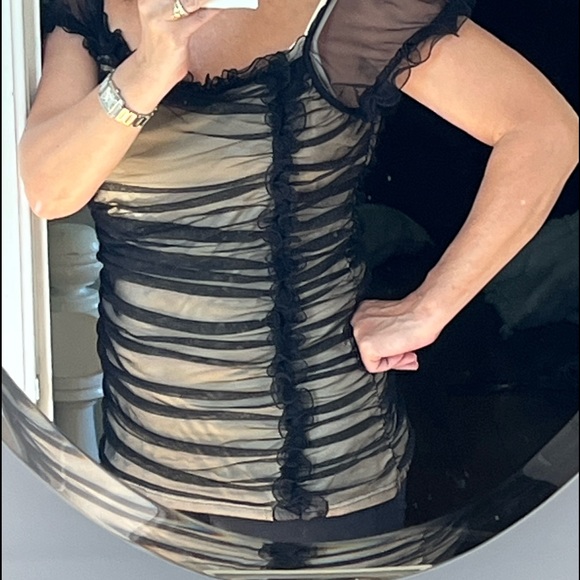 BOSTON PROPER Nude Black sheer top - Picture 4 of 4